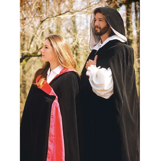 Černý Plášť s kápí a barevnou podšívkou