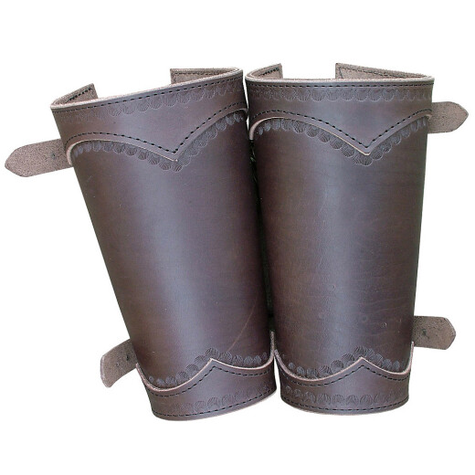Coloured leather bracers with buckles (pair)