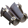 Coloured leather bracers with buckles (pair)