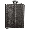 Hip flask with sewed leather