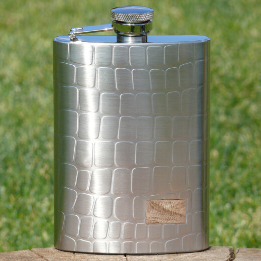 Hip flask with snake texture