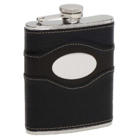 Luxury Hip flask with black leather