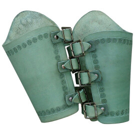 Decorated leather bracers
