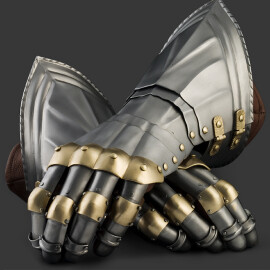 Gauntlets with brass segments, German style, year 1450-1500