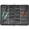 Throwing knife kit colored, 12 pcs. with nylon bag