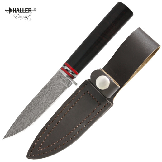 Damask steel knife with ebony handle