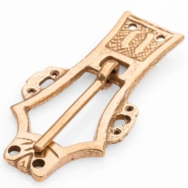 Medieval oblong brass buckle, so called Lyre Buckle, 1360-1420