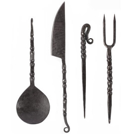 Handforged Cutlery Set with leather pouch