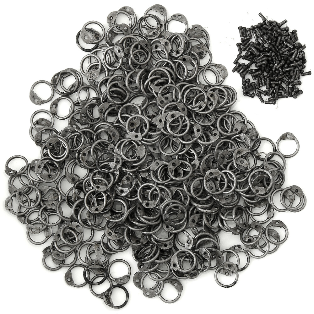 NauticalMart 1 kg Loose Chainmail Rings - Blackened Mild Steel Round Rings  with Rivets