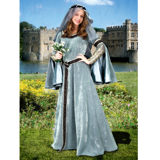 Silver gray medieval dress with wimple - sale