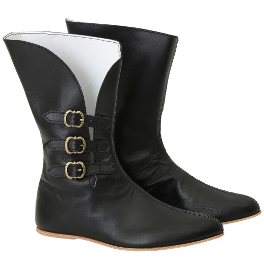 Leather boots with brass buckles