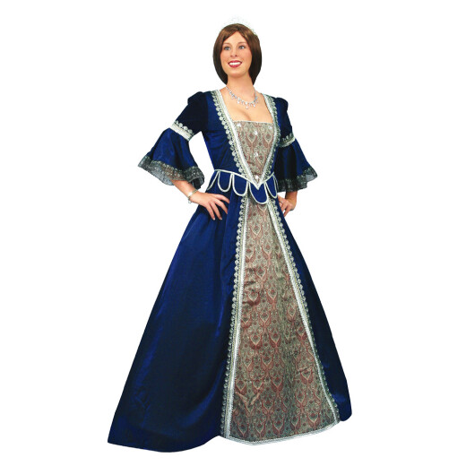 Blue Renaissance Dress with Trumpet Sleeves - sale