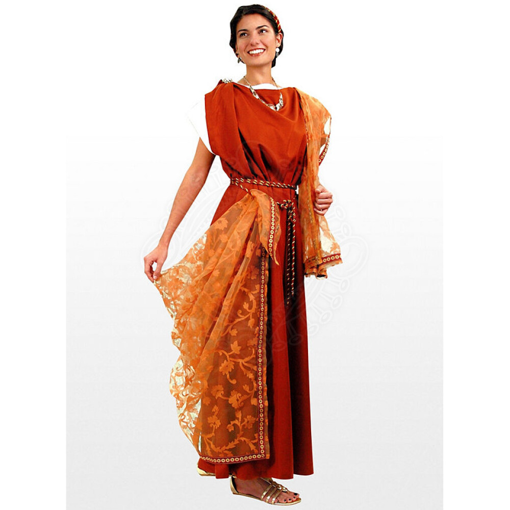 White and Red Womens Roman Toga Costume Dress | Womens Roma Costume