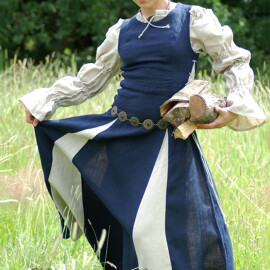 Středověké šaty Cateline z jemné látky, modré