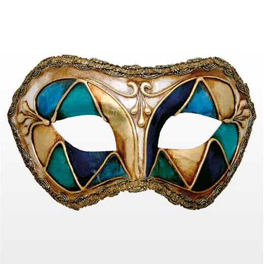 Venezianische Maske Colombina arlecchino blu