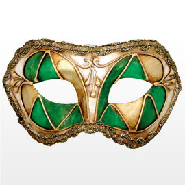 Venezianische Maske Colombina arlecchino verde