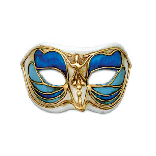 Venezianische Maske Colombina Monica blu bianco