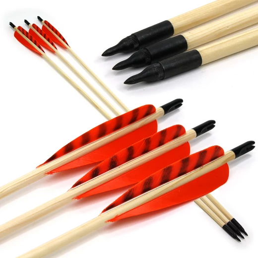 Prefabricated Wooden Arrow with 5" Feather fletchings