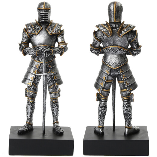 Figure of a knight in chain mail armor and steel full-suit armor