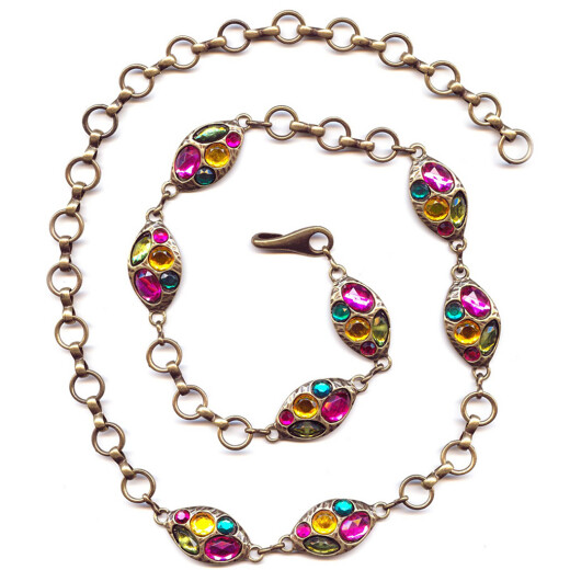Chain belt with colourful stones Rosalinda, 1pc, clearance - Sale