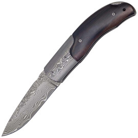 Damascenský kapesní nůž se střenkou z ebenového dřeva