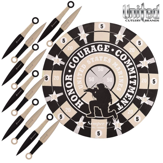 Throwing Game USMC, 12 Throwing Knives with Target