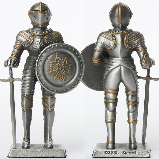 Tin knight statue in Armor with sword and shield