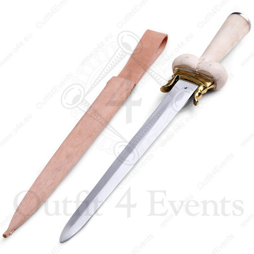 Double-edged Bollock dagger with scabbard - Sale