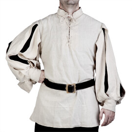 Tunic with slashed sleeves, natural-coloured
