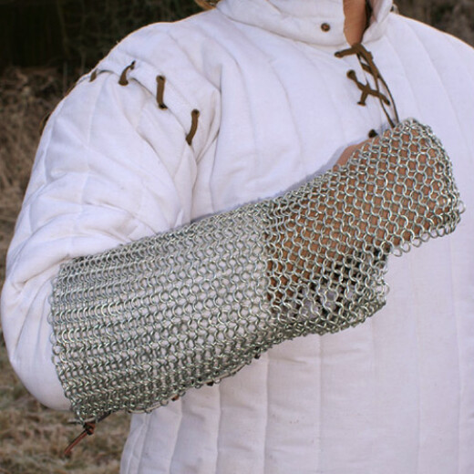 Chain mail arm protector with leather lacing