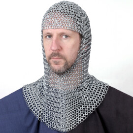 Chain mail coif with V-face, galvanised