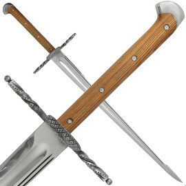 Großes Messer mit verzierter Wehrmuschel und Parier um 1500