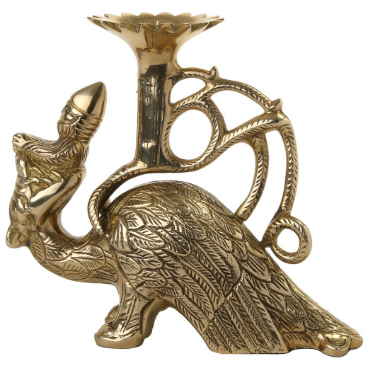 Medieval brass candleholder Dragon rider