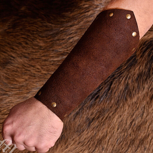Pair of Vambraces , brown suede leather