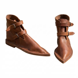 Light Brown Gothic Leather Ankle Boots