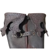 Tall Gothic Buckled Boots with Embossed Fleur-de-Lis Cuffs