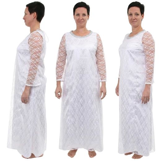 Weißes Spitzenkleid Unschuld für Brautjungfern und Feen - Größe L - Outlet