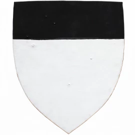 Zweifarbiger Ritterschild mit Templer-Geist und reiner heraldischer Fläche