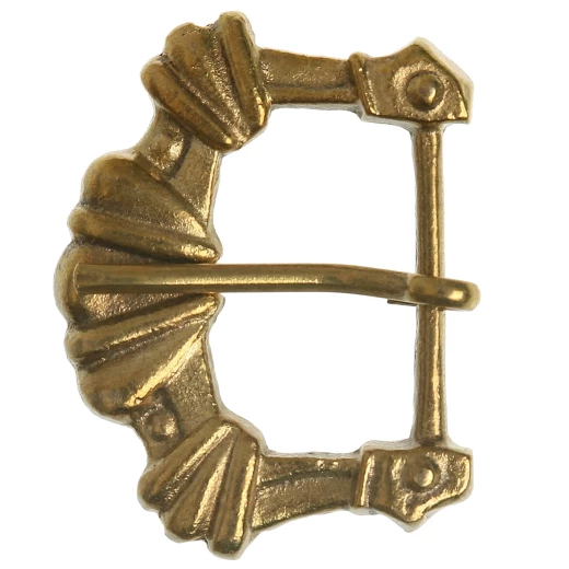 Masivní mosazná opasková přezka s vroubkováním, raná gotika 1200-1330 - Outlet