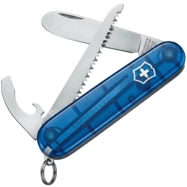 Transparent blaues Kinder-Taschenmesser mit abgerundeter Klinge und Holzsäge - Outlet